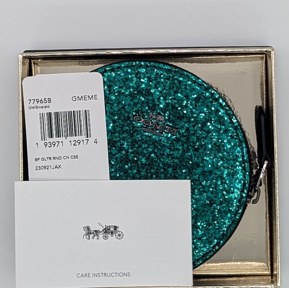 Coach Wizard of Oz Emerald City Green Glitter Coin Purse 77965B Wicked movie - Picture 3 of 5